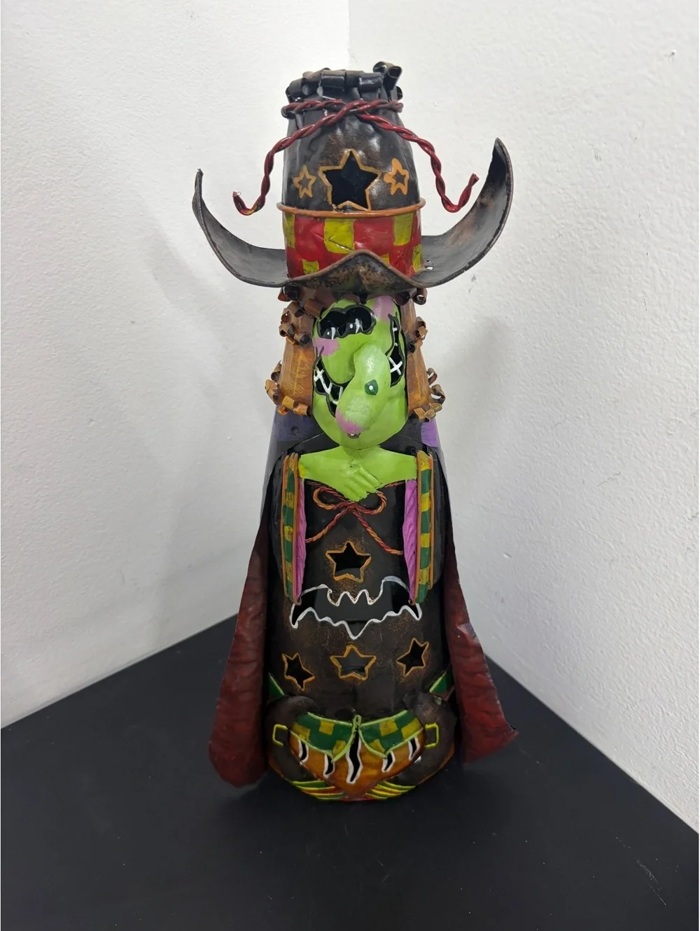Halloween Metal Witch Candle Holder with Cut-outs